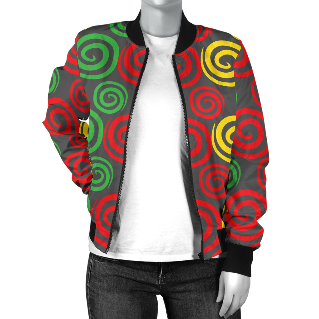 Rastafarian Pattern Print Design A05 Women's Bomber Jacket