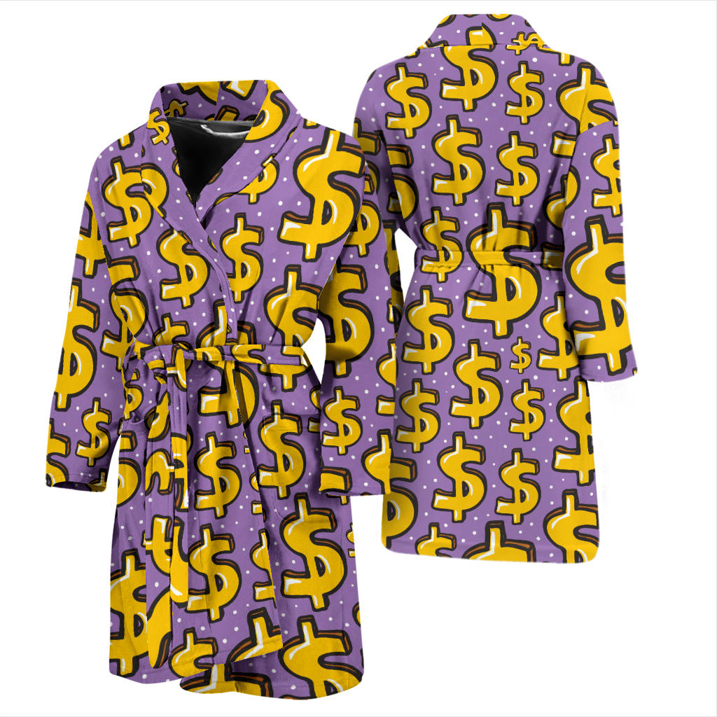 Dollar Pattern Print Design DO01 Men Bathrobe