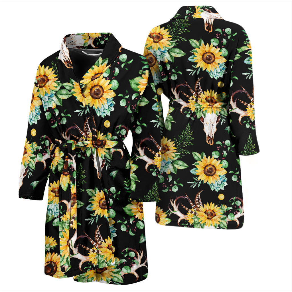 Sunflower Pattern Print Design SF08 Men Bathrobe