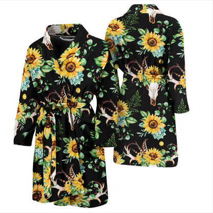 Sunflower Pattern Print Design SF08 Men Bathrobe