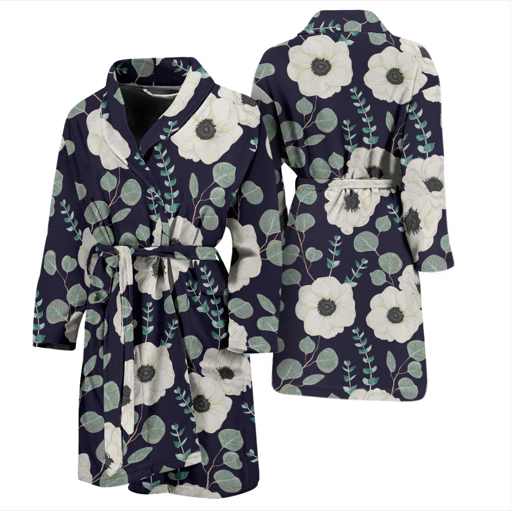 Anemone Pattern Print Design AM01 Men Bathrobe