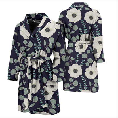 Anemone Pattern Print Design AM01 Men Bathrobe