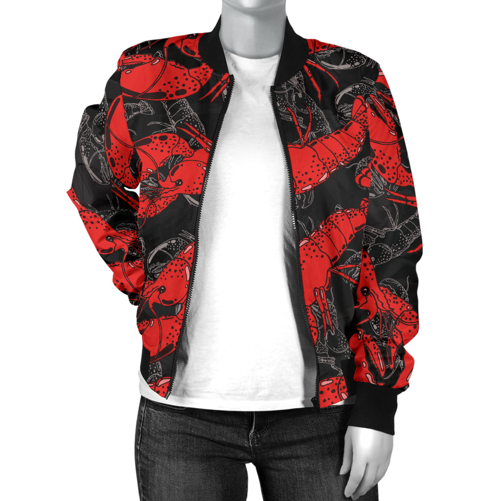 Lobster Pattern Print Design 04 Women's Bomber Jacket