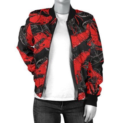 Lobster Pattern Print Design 04 Women's Bomber Jacket