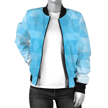 Geometric Blue Pattern Print Design 01 Women's Bomber Jacket