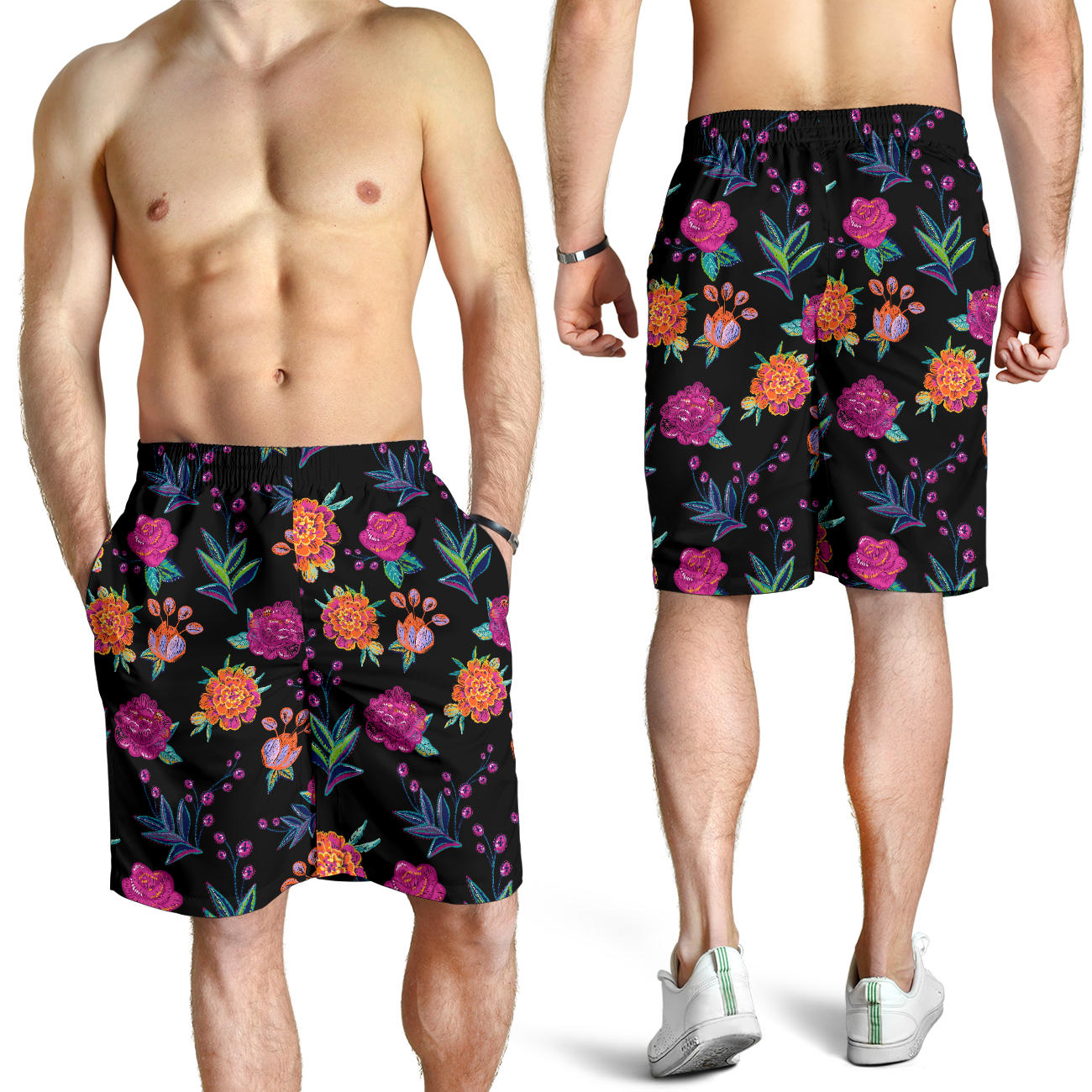Marigold Pattern Print Design MR02 Mens Shorts