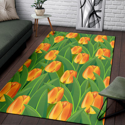 Tulip Orange Pattern Print Design TP07 Area Rugs