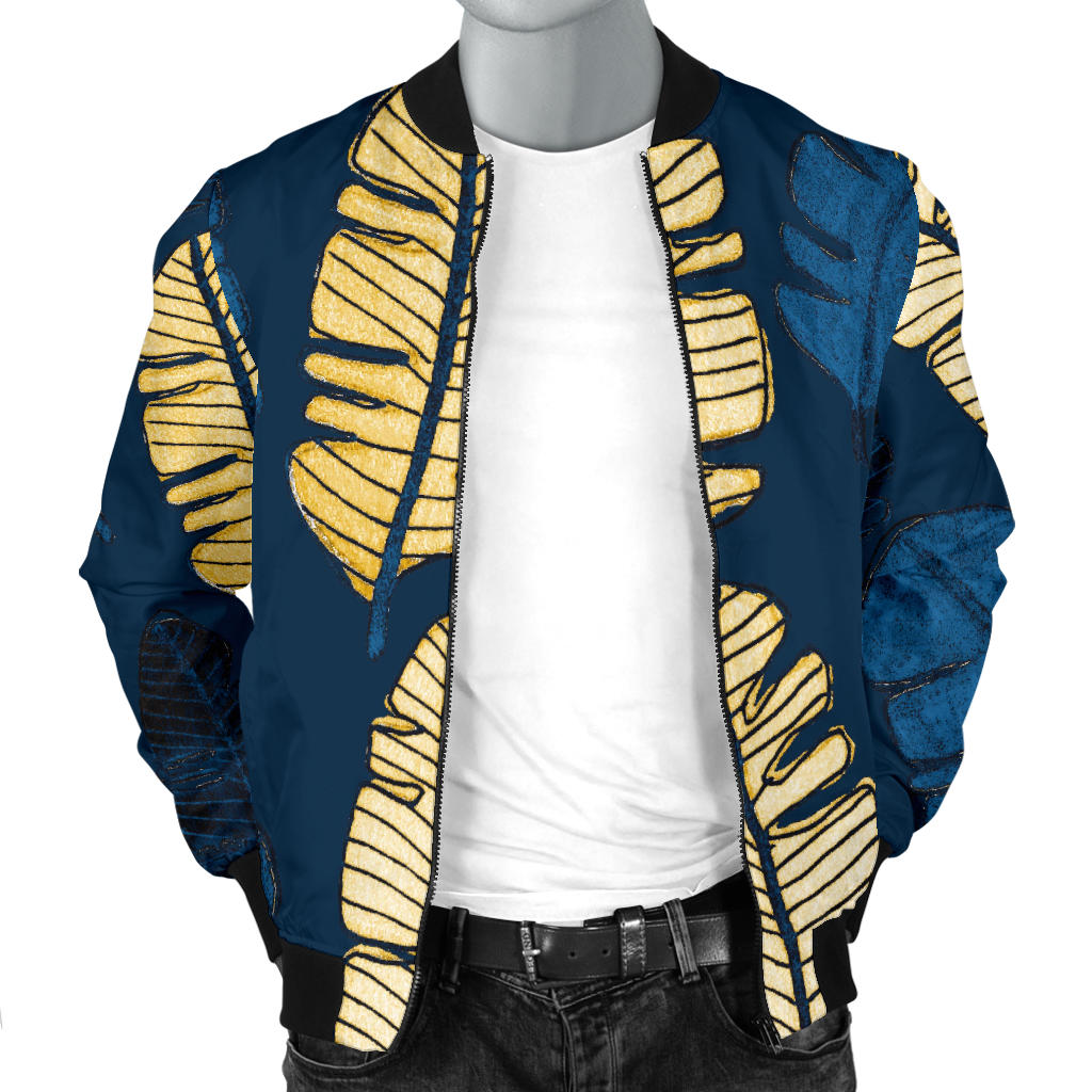 Banana Leaf Pattern Print Design BL09 Men Bomber Jacket