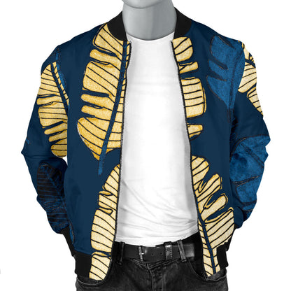 Banana Leaf Pattern Print Design BL09 Men Bomber Jacket
