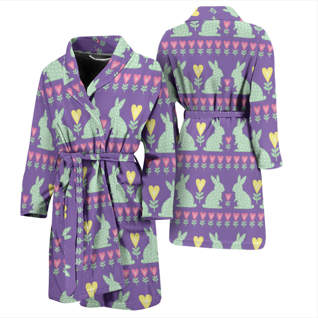 Rabbit Pattern Print Design RB01 Men Bathrobe