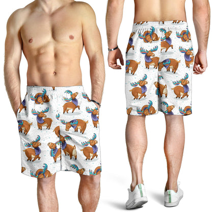 Moose Cute Pattern Print Design 01 Mens Shorts