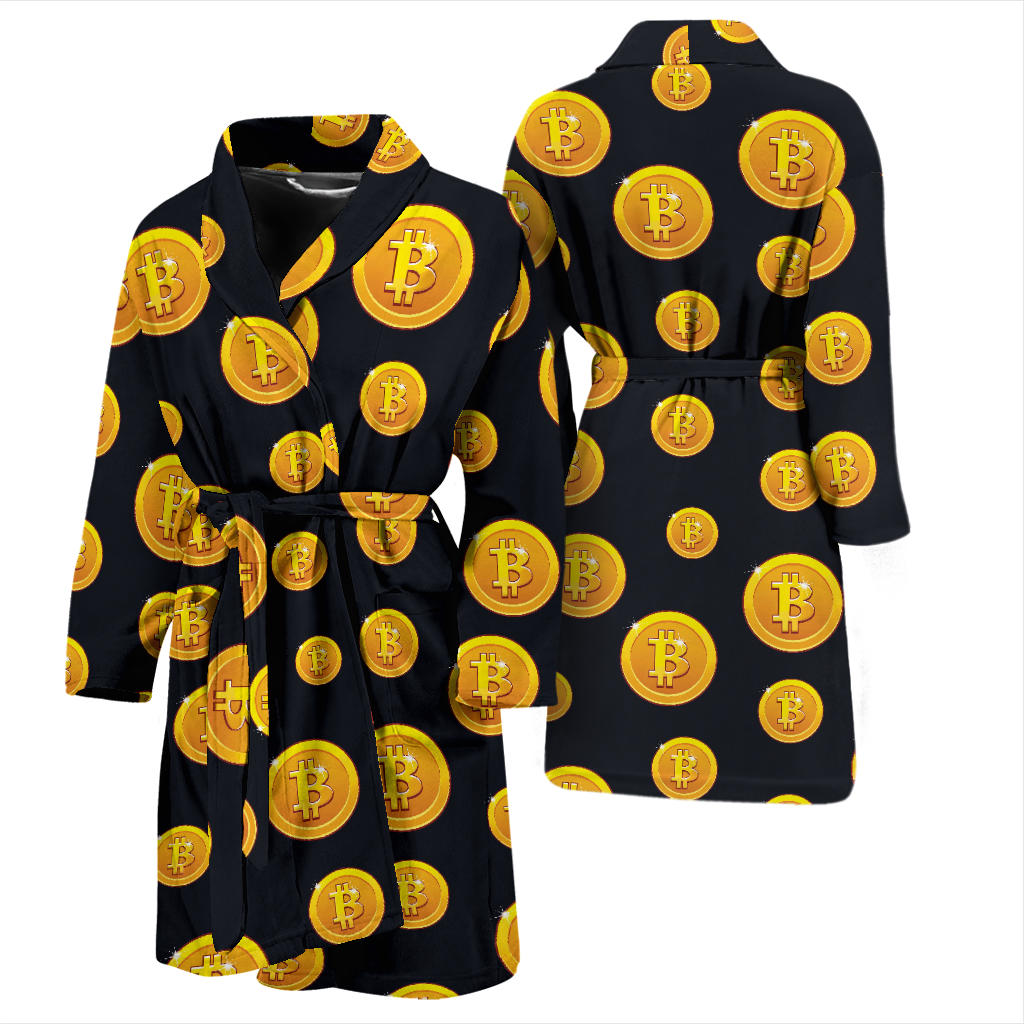Bitcoin Pattern Print Design DO04 Men Bathrobe