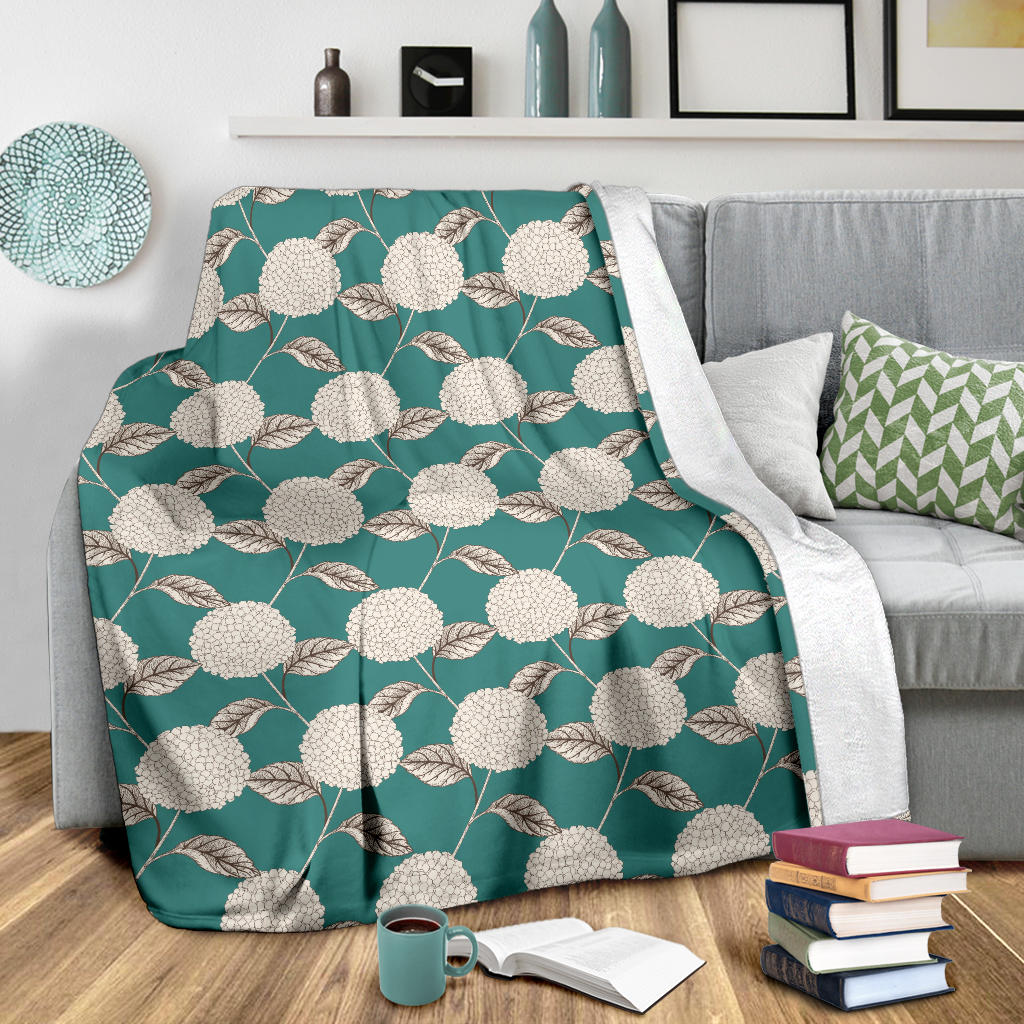 Hydrangea Pattern Print Design HD03 Fleece Blanket
