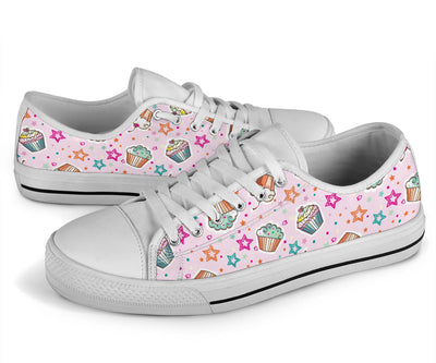 Cupcake Pattern Print Design CP03 White Bottom Low Top Shoes