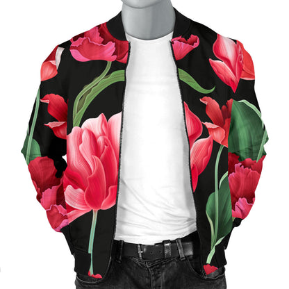 Tulip Pattern Print Design TP08 Men Bomber Jacket