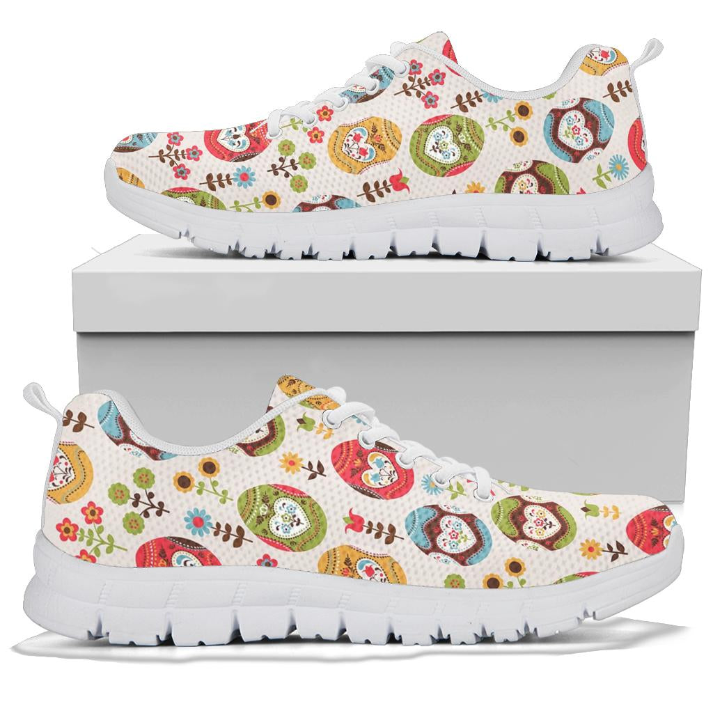 Easter Eggs Pattern Print Design RB011 Sneakers White Bottom Shoes