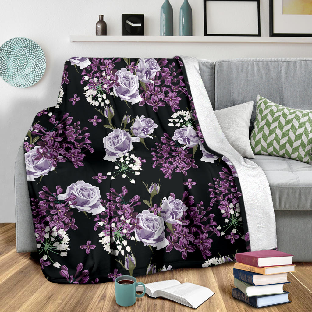 Lilac Pattern Print Design LI04 Fleece Blanket