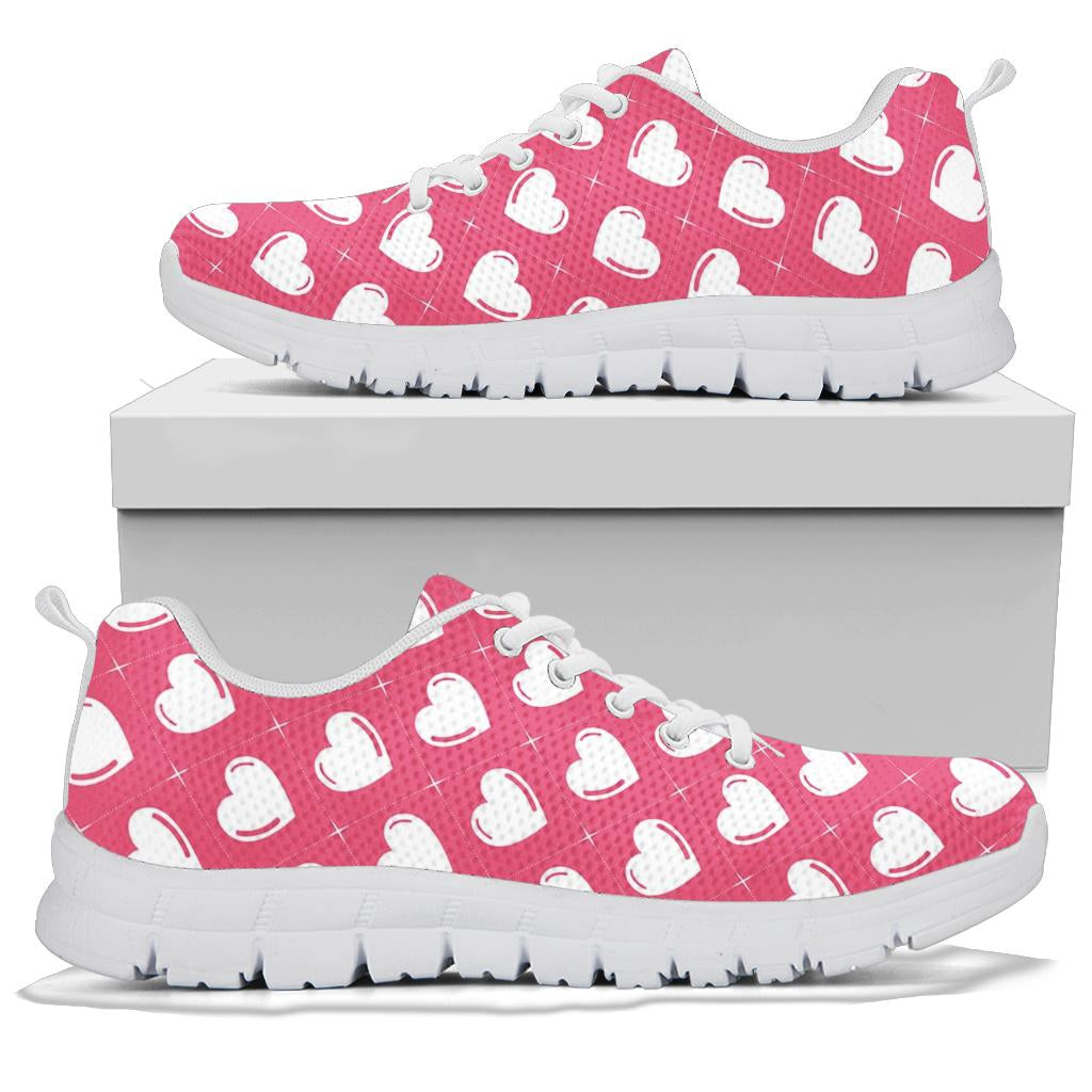 Heart Pattern Print Design HE07 Sneakers White Bottom Shoes