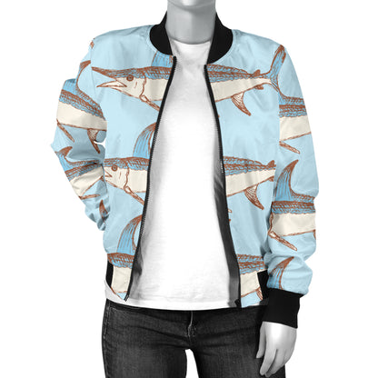 Swordfish Pattern Print Design 01 Women's Bomber Jacket
