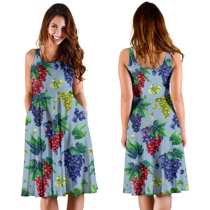Grape Pattern Print Design GP06 Midi Dress