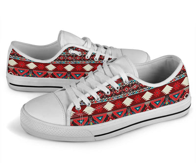 Tribal Aztec Indians native american White Bottom Low Top Shoes