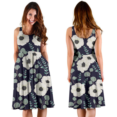 Anemone Pattern Print Design AM01 Midi Dress