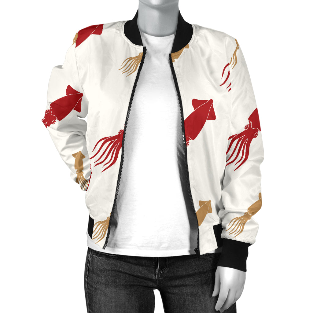 Giant Squid Pattern Print Design 01 Women's Bomber Jacket