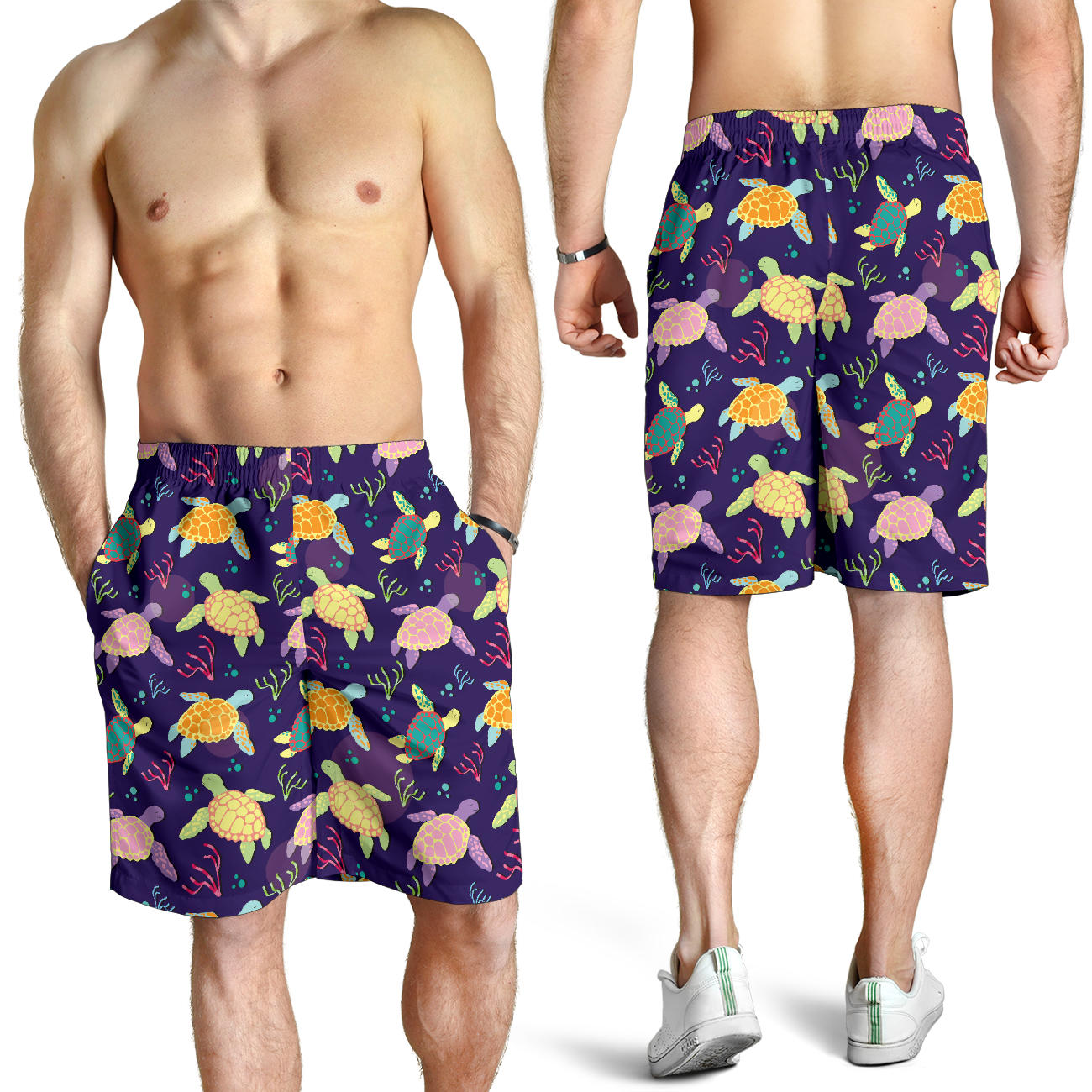 Sea Turtle Color Smile Mens Shorts