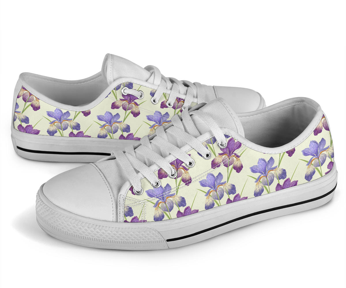 Iris Pattern Print Design IR08 White Bottom Low Top Shoes