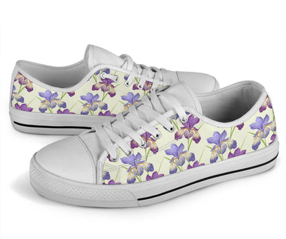 Iris Pattern Print Design IR08 White Bottom Low Top Shoes