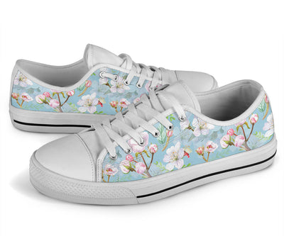 Apple blossom Pattern Print Design AB06 White Bottom Low Top Shoes
