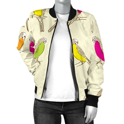Parakeet Pattern Print Design A01 Women's Bomber Jacket