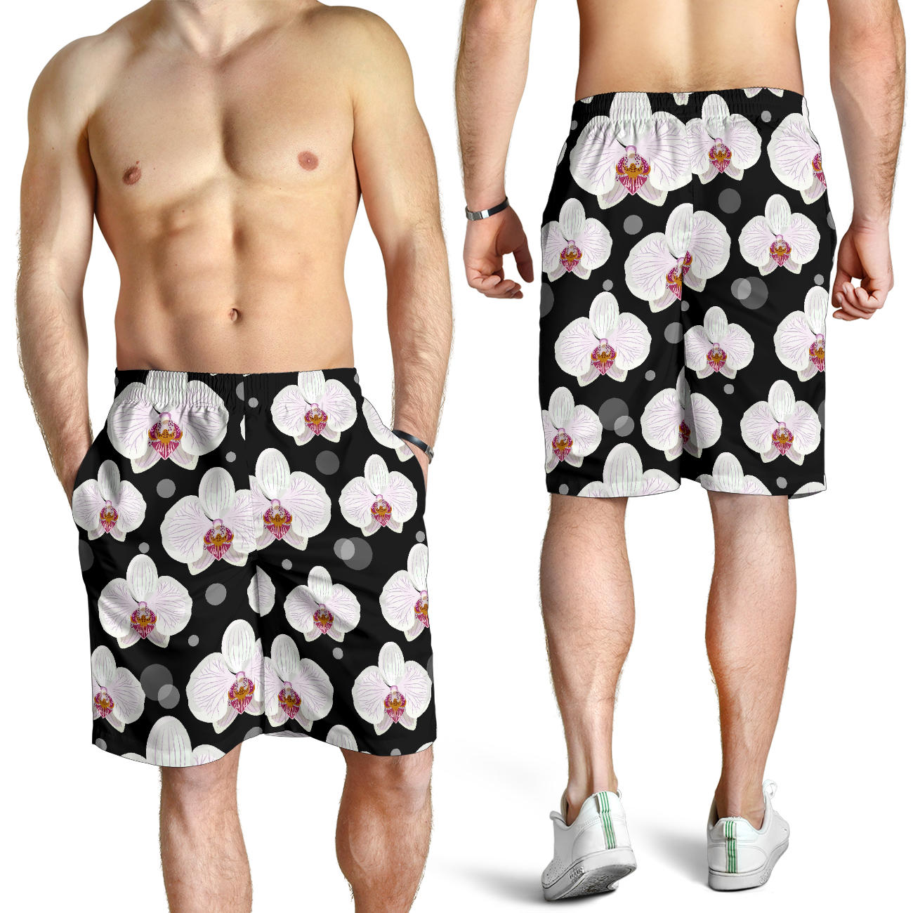 Orchid White Pattern Print Design OR09 Mens Shorts