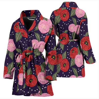 Camellia Pattern Print Design CM02 Women Bathrobe