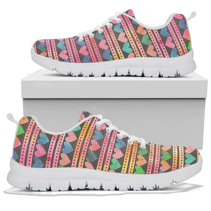 Heart Pattern Print Design HE010 Sneakers White Bottom Shoes