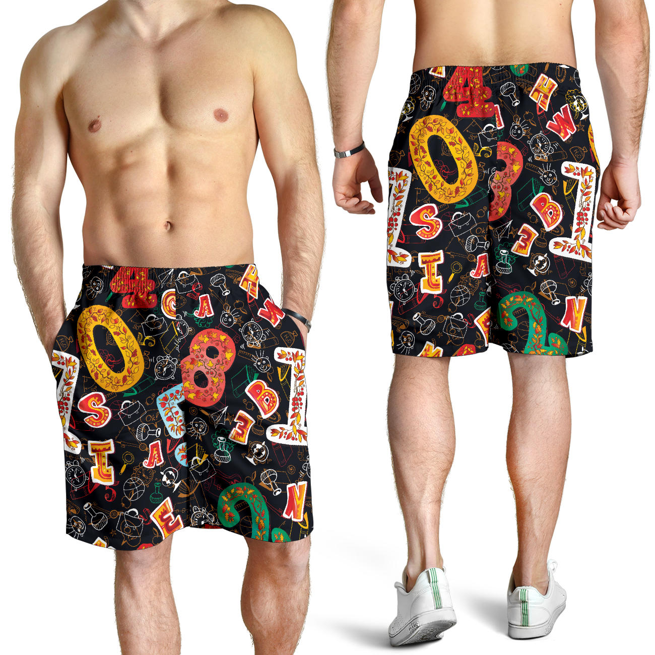 Number Pattern Print Design A03 Mens Shorts