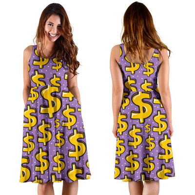 Dollar Pattern Print Design DO01 Midi Dress