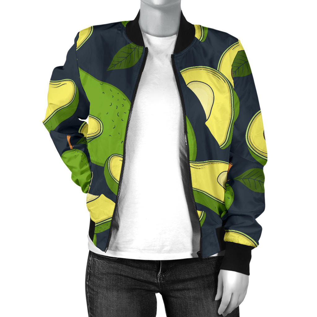 Avocado Pattern Print Design AC013 Women Bomber Jacket
