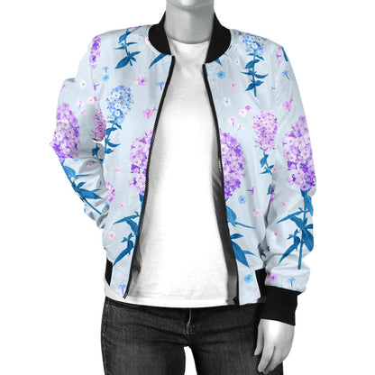 Lilac Pattern Print Design LI05 Women Bomber Jacket