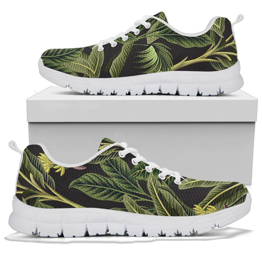 Banana Leaf Pattern Print Design BL04 Sneakers White Bottom Shoes