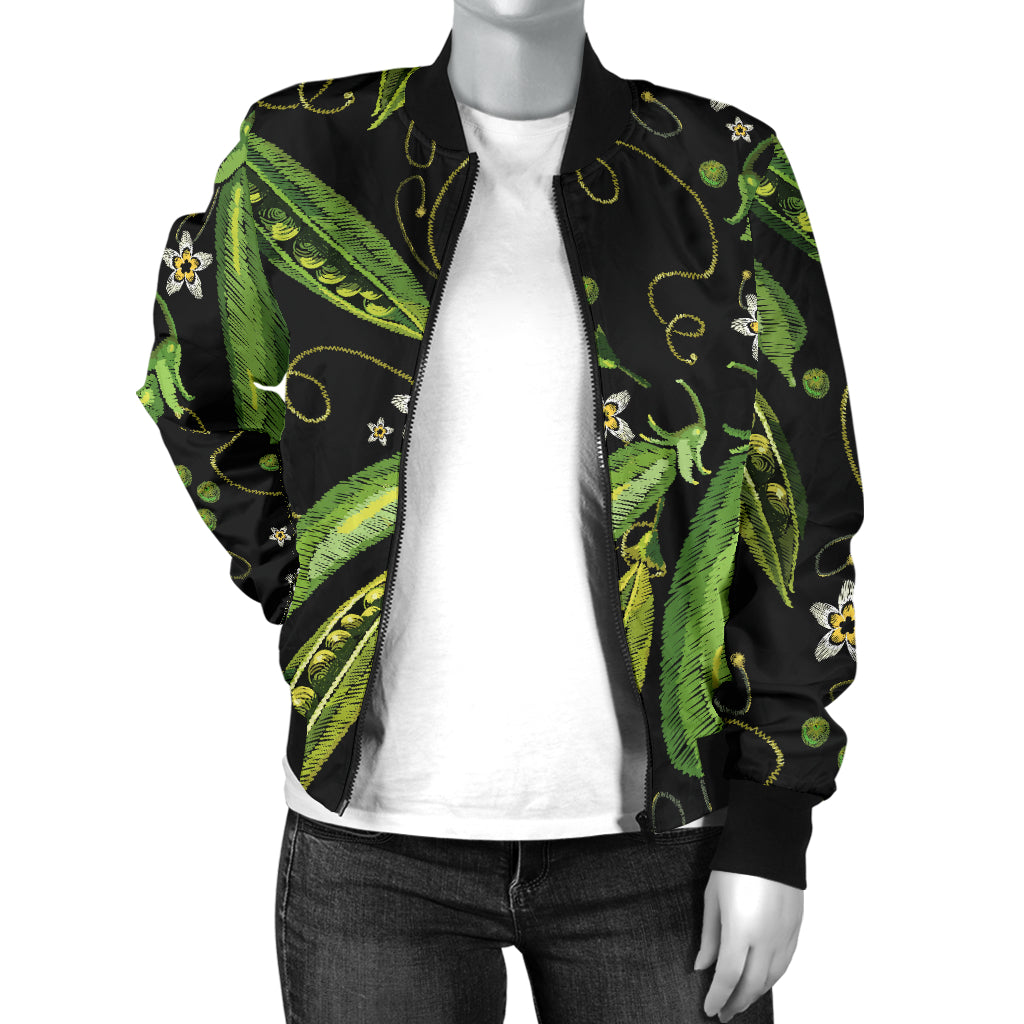 Peas Pattern Print Design A02 Women's Bomber Jacket