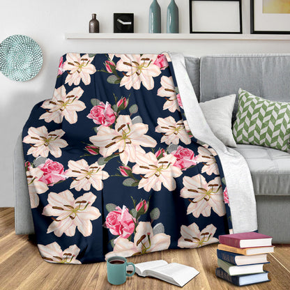 Lily Pattern Print Design LY04 Fleece Blanket