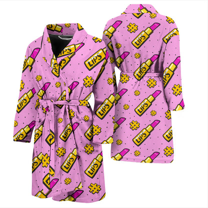 Lipstick Pattern Print Design LT03 Men Bathrobe