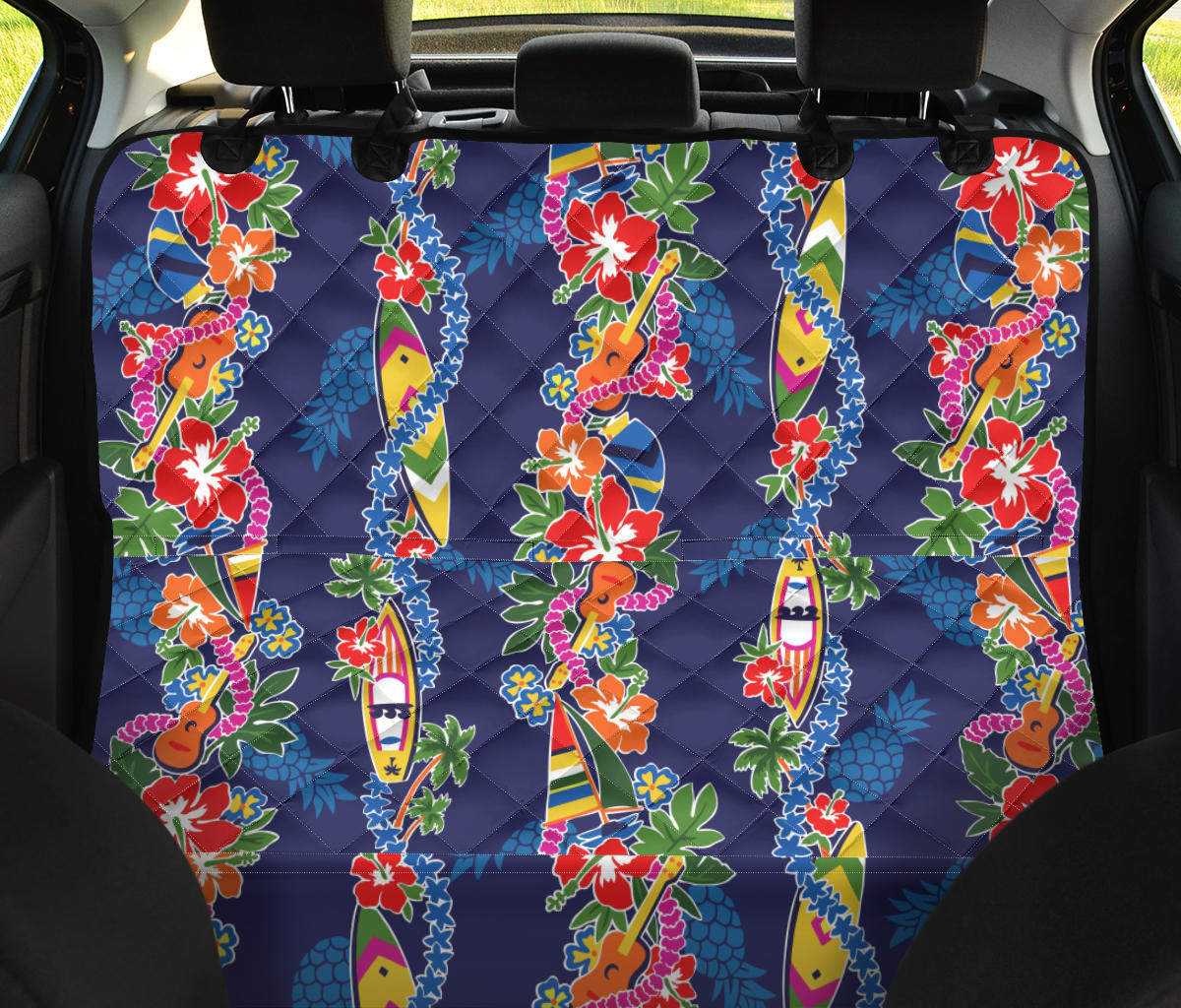 Hawaiian Themed Pattern Print Design H04 Rear Dog  Seat Cover