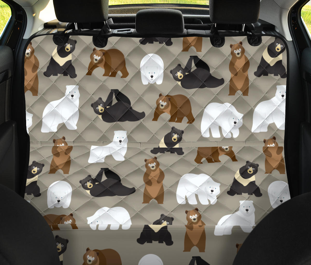 Bear Pattern Print Design BE03 Rear Dog  Seat Cover