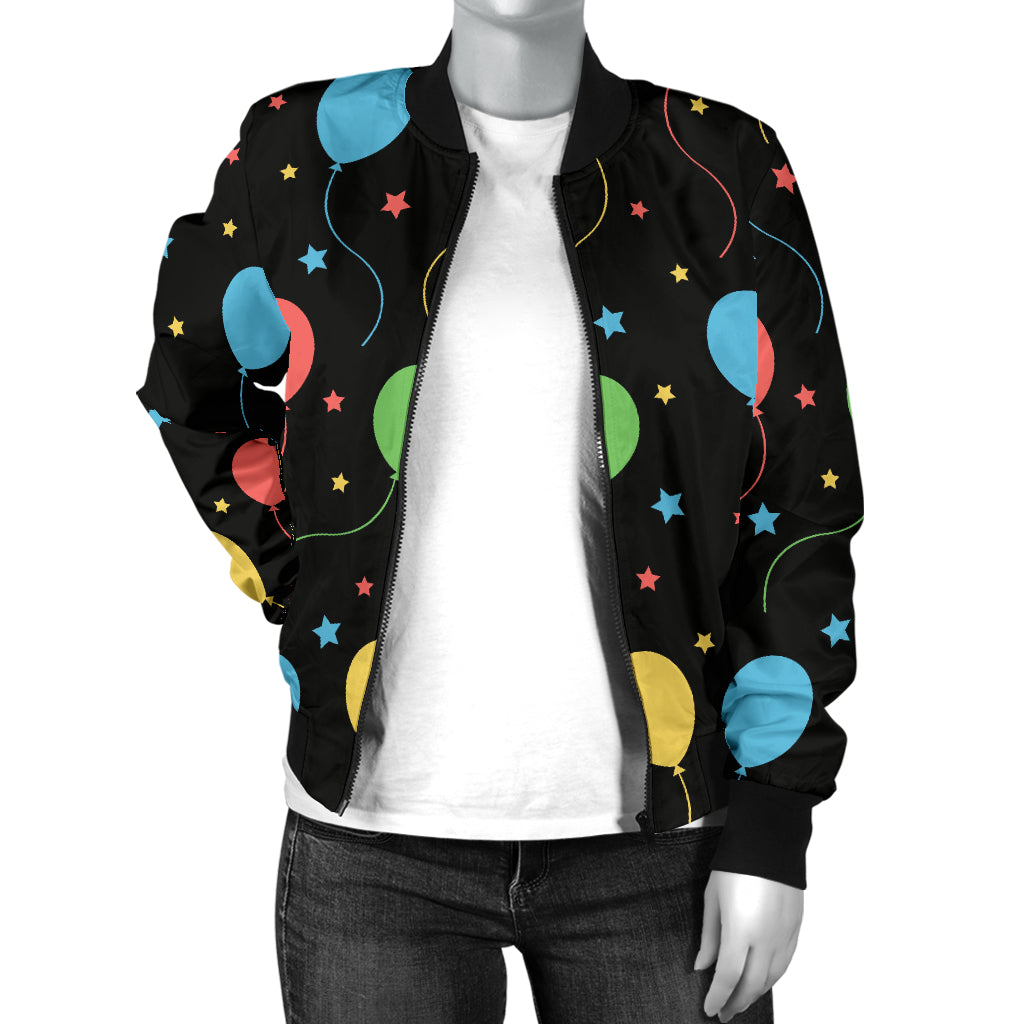 Ballon Colorful Pattern Print Design 04 Women's Bomber Jacket