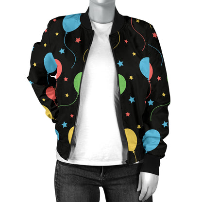 Ballon Colorful Pattern Print Design 04 Women's Bomber Jacket