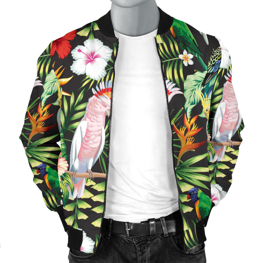 Tropical Flower Pattern Print Design TF03 Men Bomber Jacket
