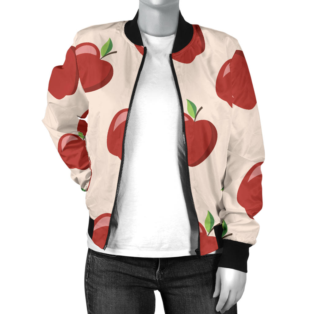 Apple Pattern Print Design AP01 Women Bomber Jacket
