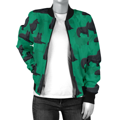 Belgian Sheepdog Pattern Print Design 01 Women's Bomber Jacket